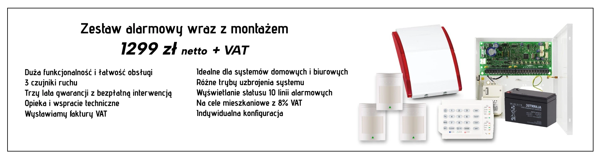 Zestaw alarmowy wraz z montażem